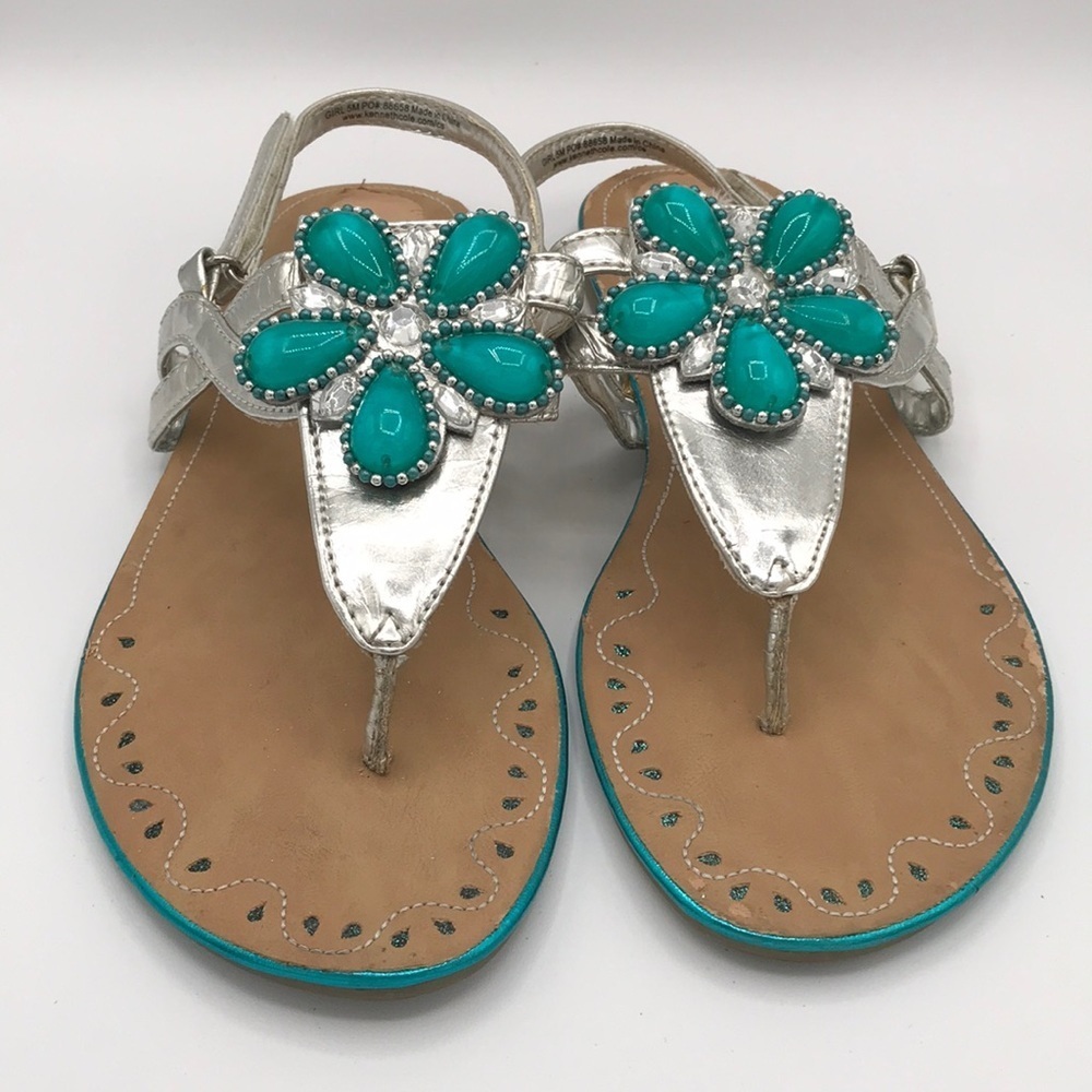 Unlisted silver and aqua sandals, size 5
